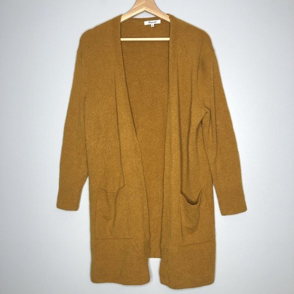 Madewell Sweaters - Madewell Womens Mustard Yellow Cardigan S Wool Blended Open Front Sweater Jacket